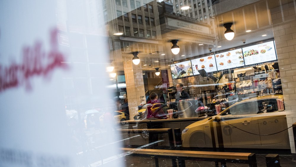 Chick-fil-A interior seen through window