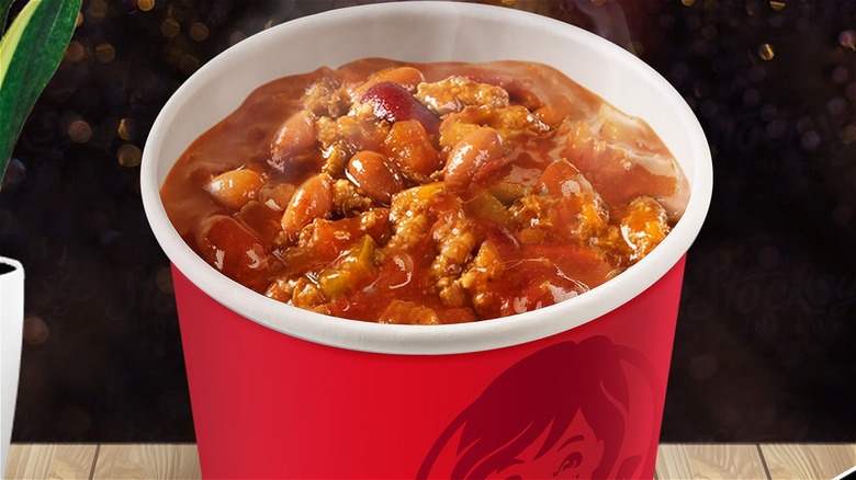 Wendy's chili in red Wendy's cup