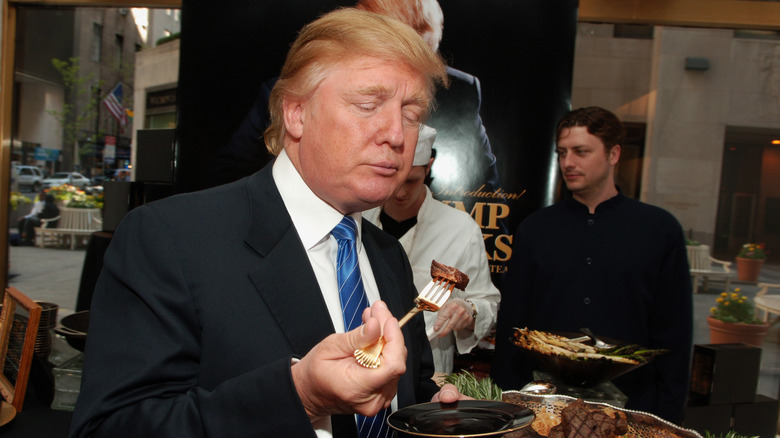 Trump eating Trump Steaks