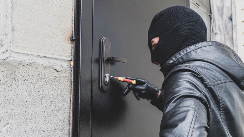 burglar breaking into back door