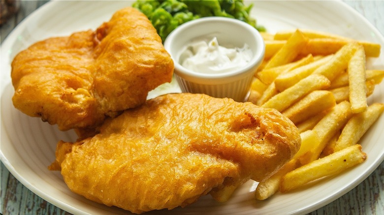 fish and chips with tartar sauce