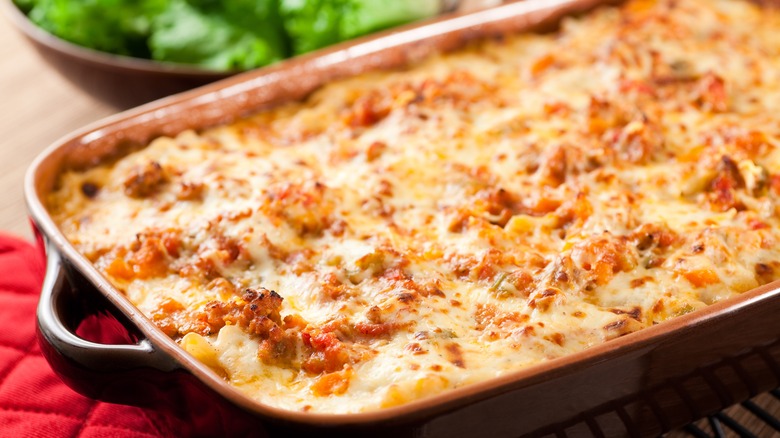 closeup of lasagna