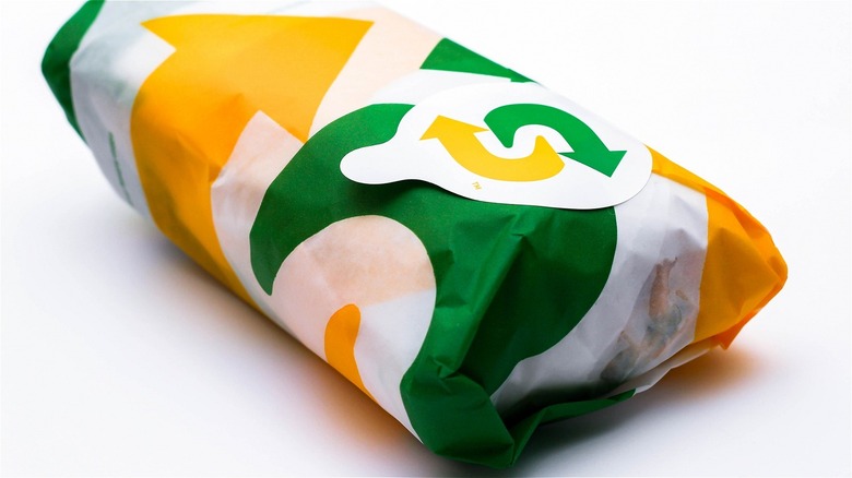 A wrapped up Subway sandwich