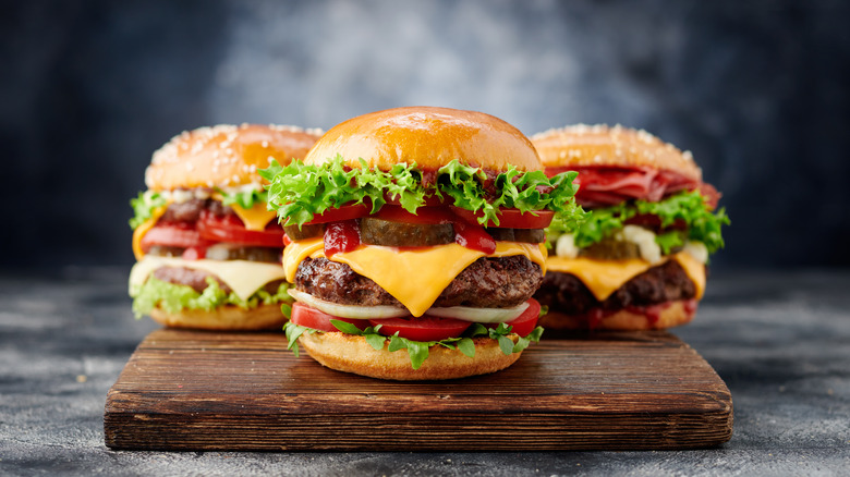 Selection of burgers on board