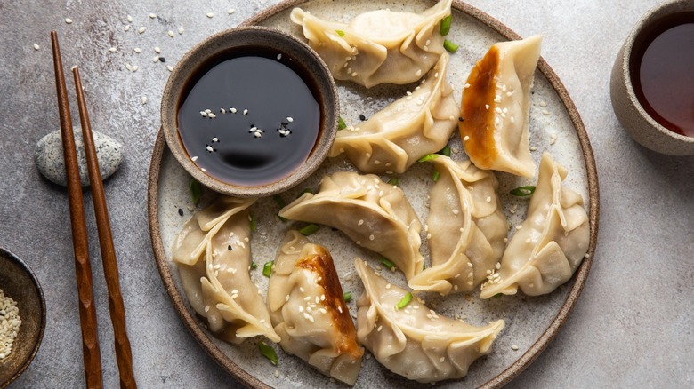 Dumplings with soy sauce