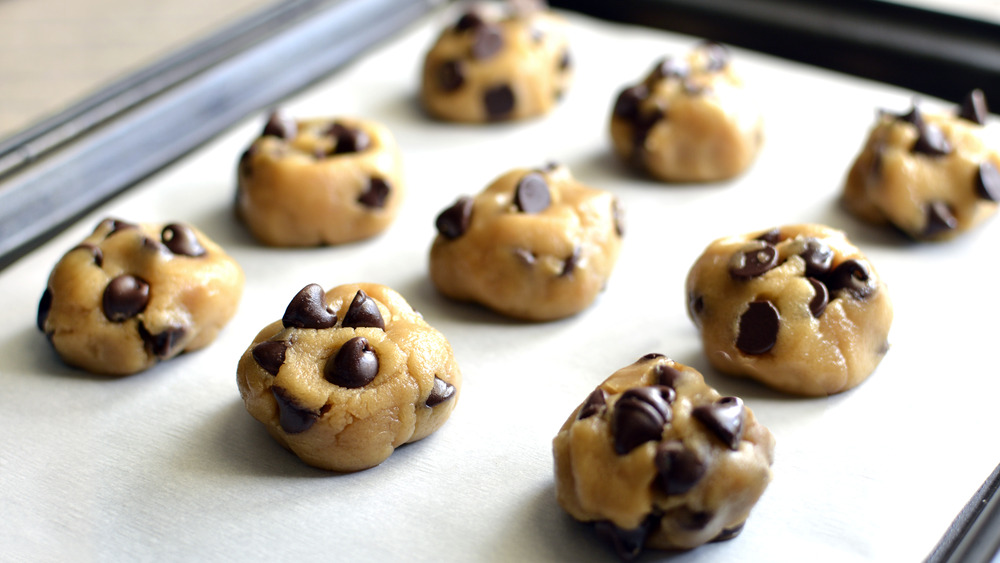 Chocolate chip cookies on tray