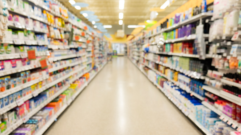 Grocery story aisle with products