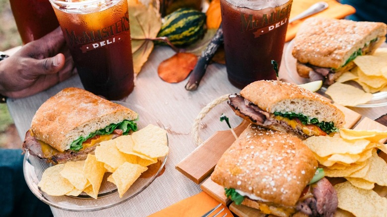 A table full of food from McAlister's Deli