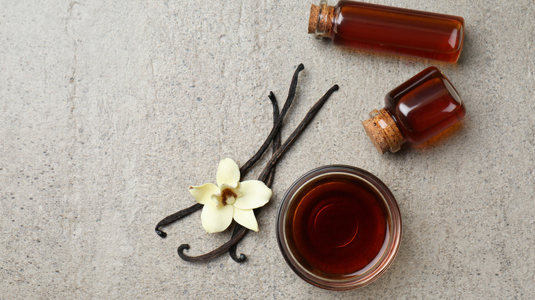 Sprigs of vanilla and extract