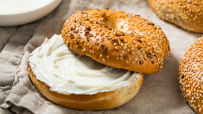 Everything bagel with cream cheese