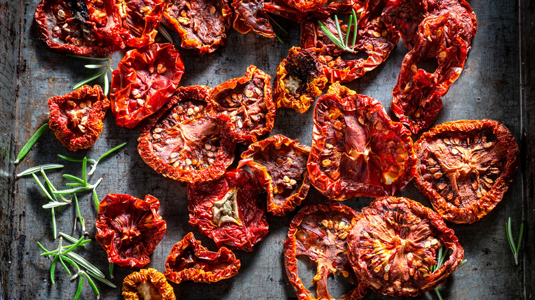 Sundried tomatoes on wood