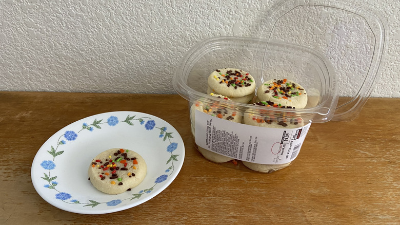 Tub of Costco's Kirkland Signature Butter Sugar Cookies