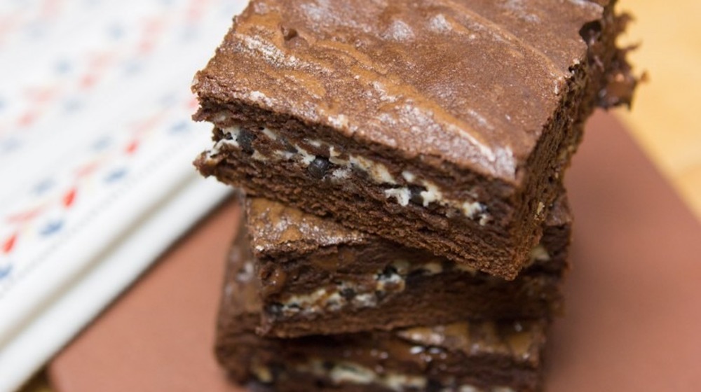 stack of fancy brownies