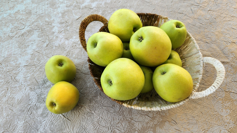 Basket of Golden Delicious apples