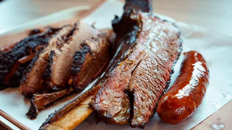 texas style barbecue brisket and sausage