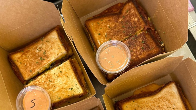 Grilled cheese in boxes