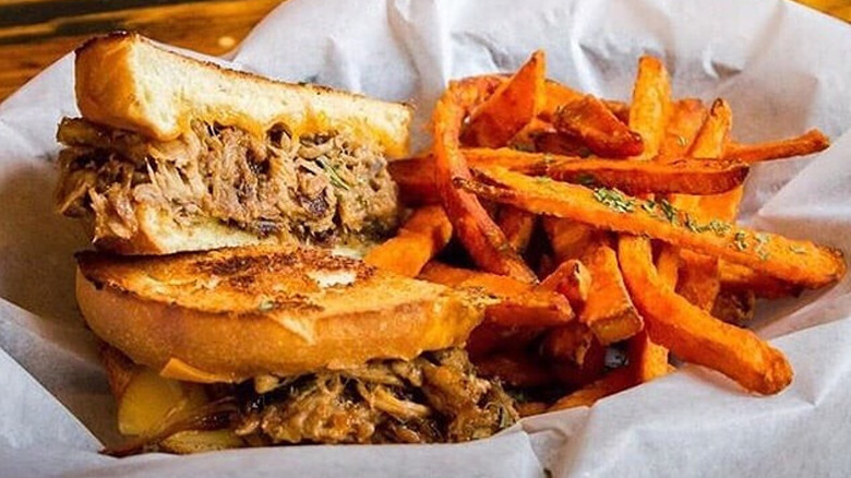 Pork Grilled cheese with fries