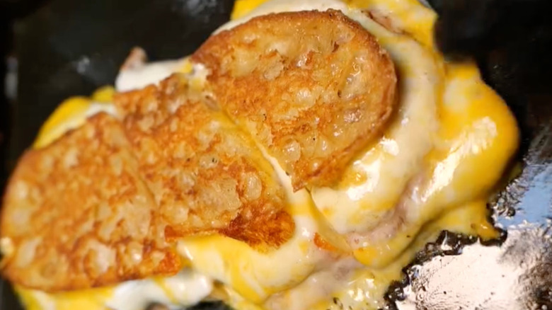 grilled cheese sandwich on grill