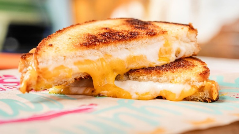 grilled cheese split in half