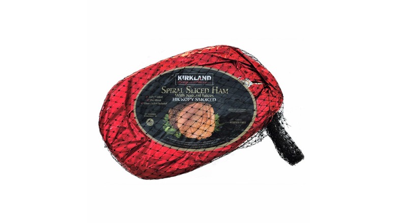 Kirkland Signature Spiral Sliced Ham from Costco on a white background