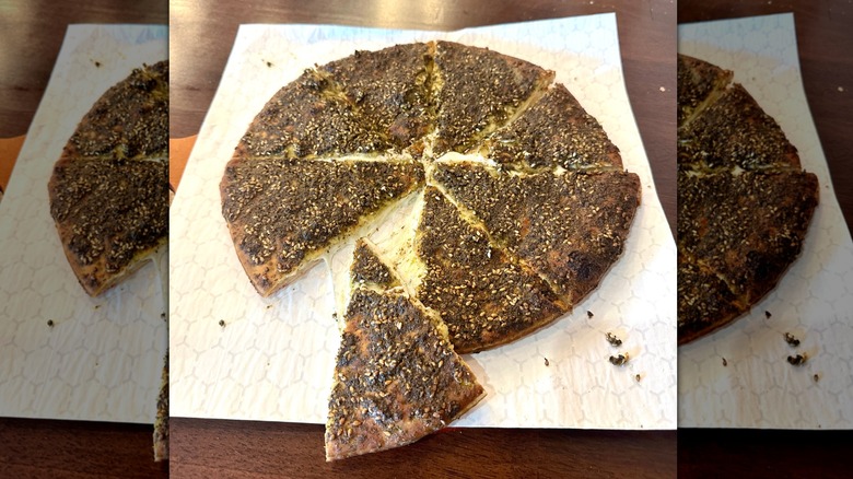 Cheese-stuffed za'atar man'oushe