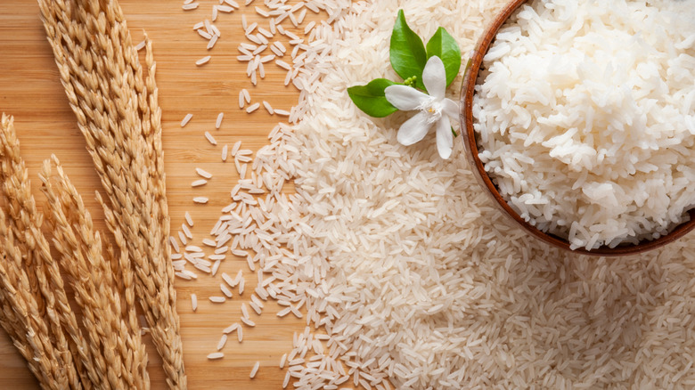 dried spices and a bowl of rice