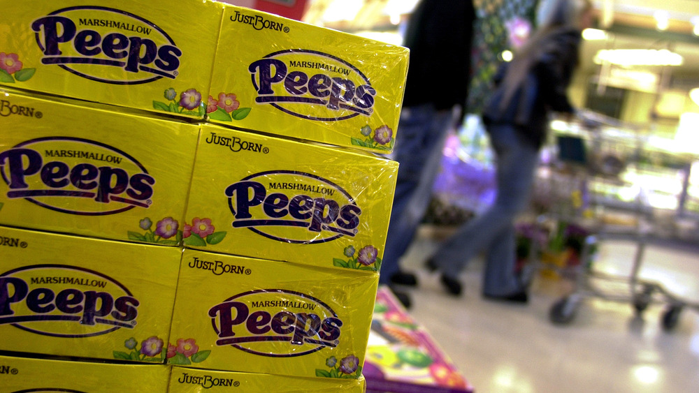 Peeps boxes in a store