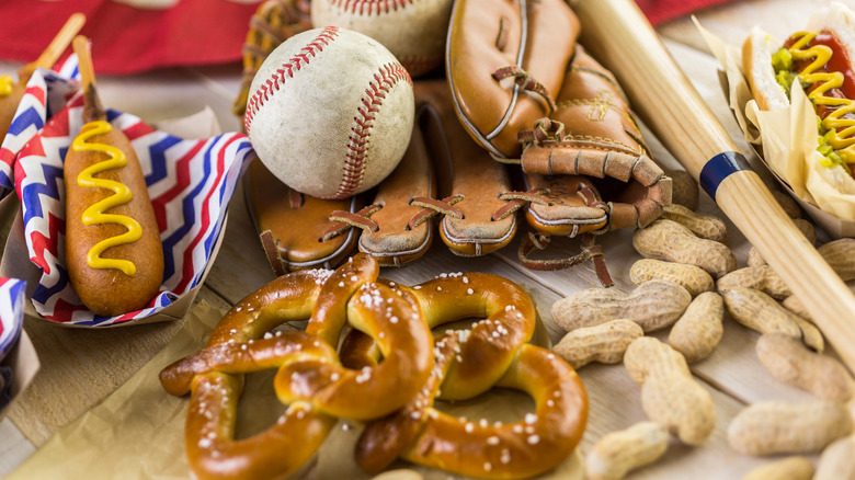 baseball gear and food