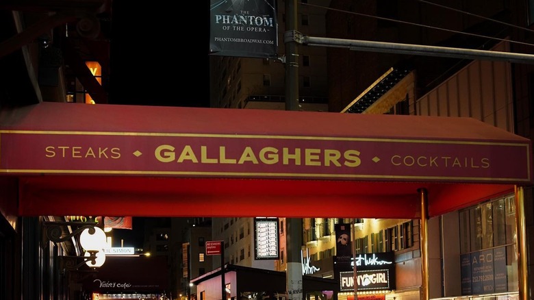 The front awning of Gallaghers steakhouse