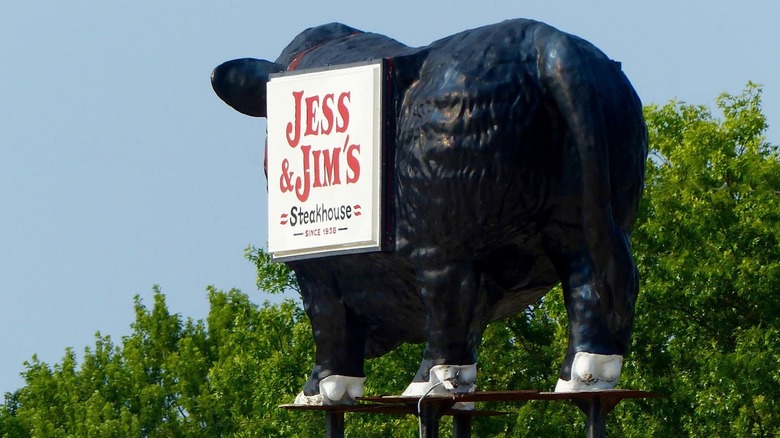 restaurant sign on cow