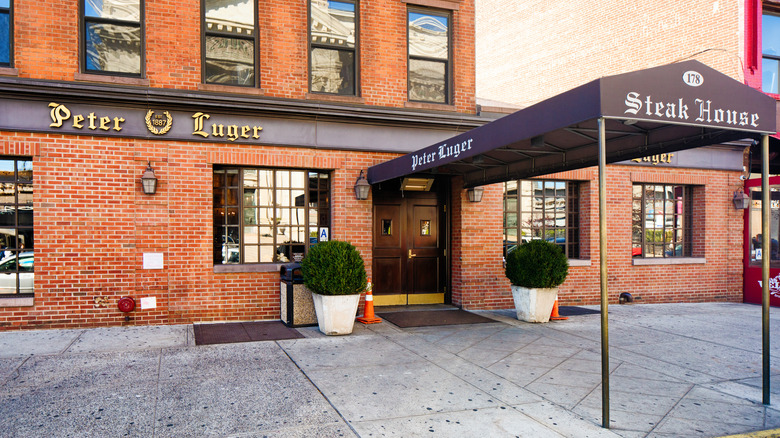 The front entrance of Peter Luger Steak House