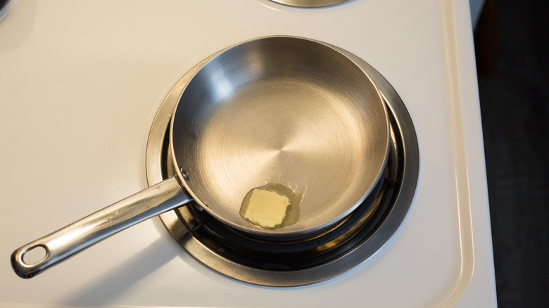 melted butter in small pan