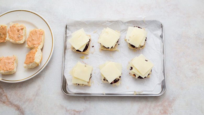 beet sliders on baking sheet