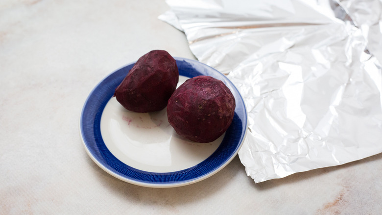 peeled beets on small plate