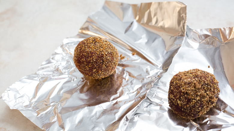 coated beets on aluminum foil