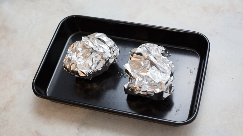 wrapped beets in baking pan
