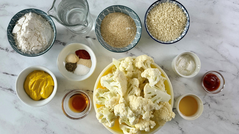 Ingredients for Carolina-style BBQ cauliflower wings