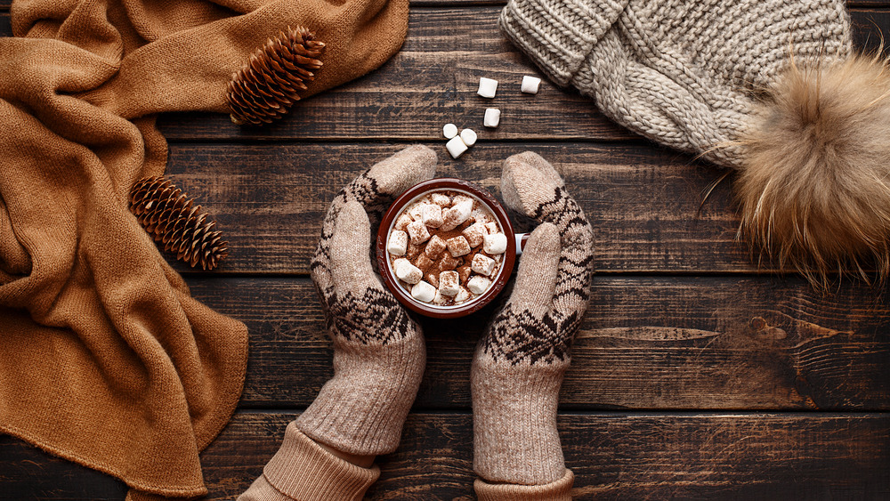 two hands around a cup of hot cocoa