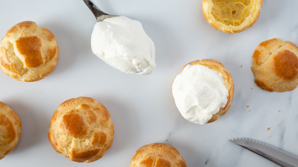cream puffs filled with cream
