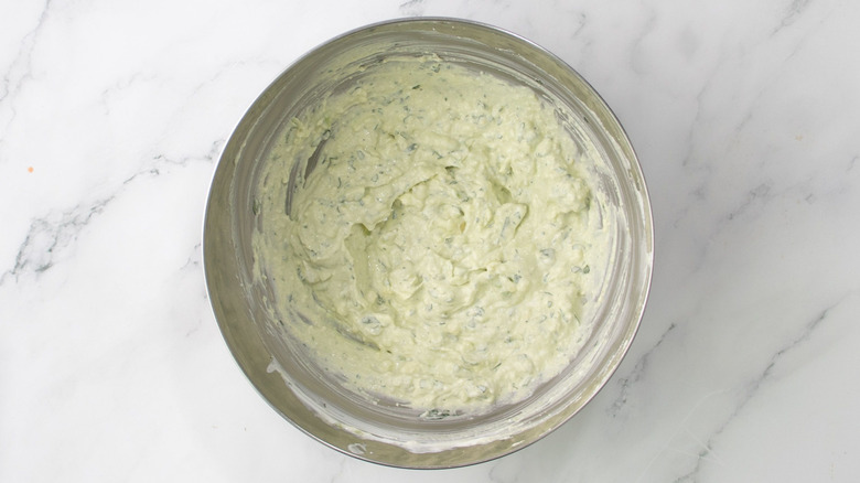 Creamy dressing in bowl