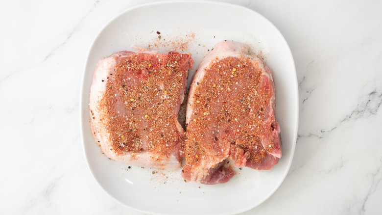 pork chops seasoned with spice mix
