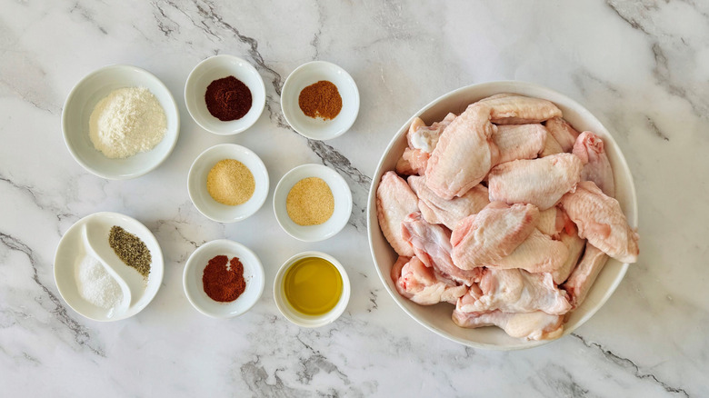 Ingredients for copycat Wingstop hot honey rubbed wings