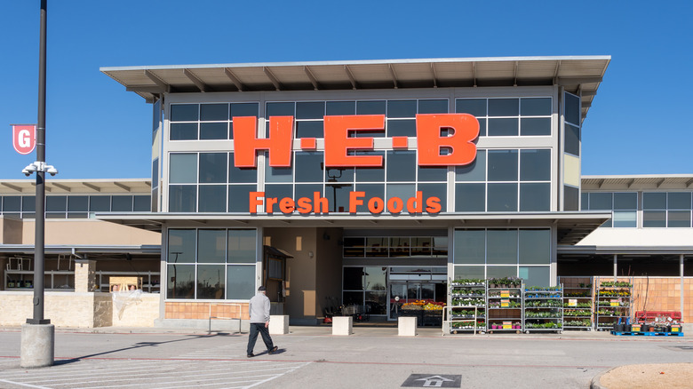 Customer enters an H-E-B supermarket