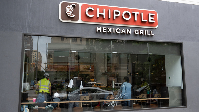 Customers inside a Chipotle Mexican Grill