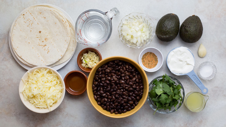 bean taco ingredients on table