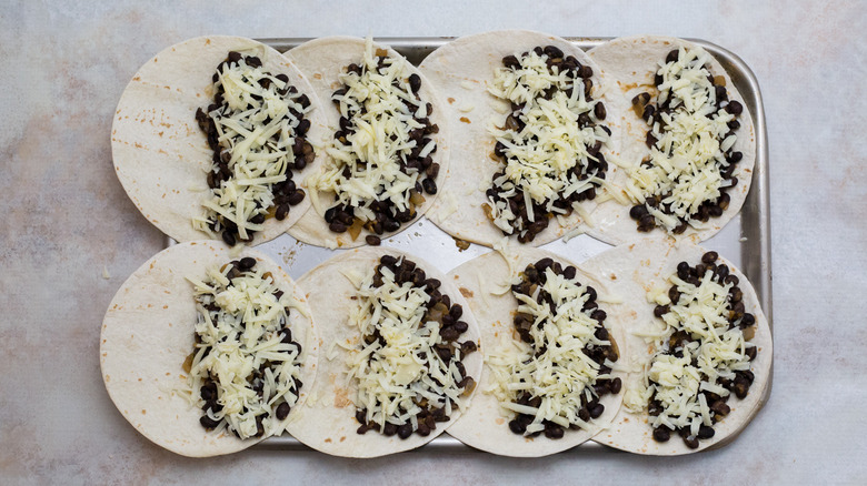 bean tacos on sheet pan