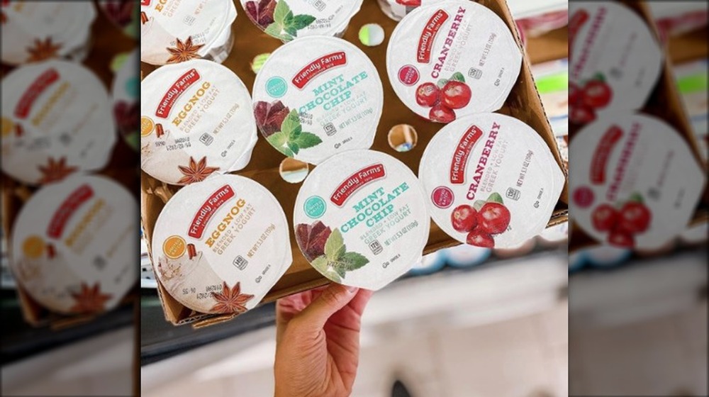 Box of seasonal yogurt flavors at Aldi