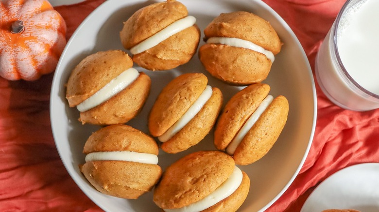 Pumpkin whoopie pies in bowl