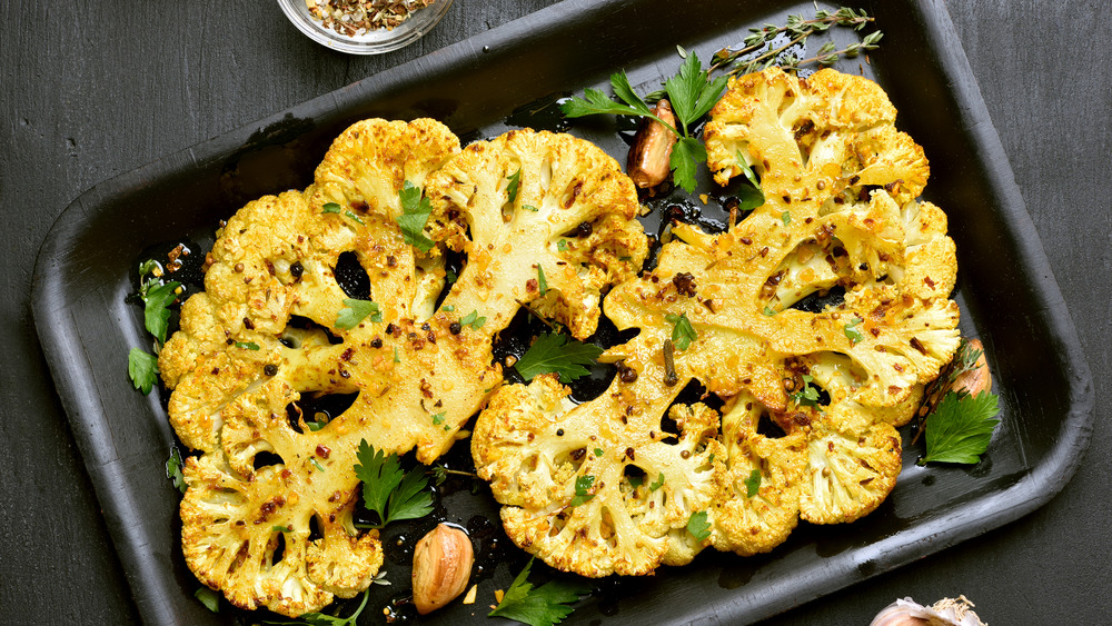 pan of roasted cauliflower