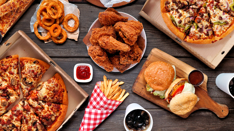 A table full of fast food options